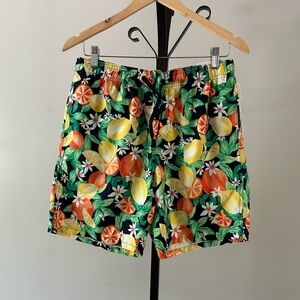 Old Navy Vibrant Citrus Print Swim Shorts, Size Small.